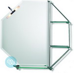 Stylish, Overhead lit bathroom mirrors with practical integrated shelves 800 x 800 mm