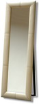 Free Standing Beautiful Cream faux Leather Easel Mirror, This Luxurious mirror with sleek rounded frame will enhance any bedroom.