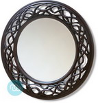 Circle Dark Walnut Coloured Intricate Round Frame Mirror 1092 x 1092 mm
