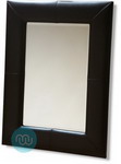 Rectangular Wide Brown Faux Leather Framed Mirror   