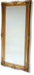 Exquisitely decorative gold mirror, finished with quality gold leaf. Plain mirror.
