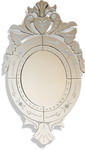 Elaborate all glass mirror in sought after oval Venetian style