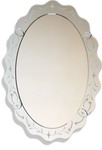 Elaborate all glass mirror in sought after oval Venetian style