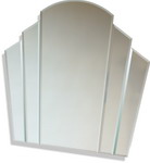 Contemporary with an art deco style overmantle Multi panel all glass fan mirror