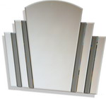 Contemporary with an art deco style overmantle Multi panel all glass fan mirror
