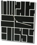 Oblong Black Glass Wall Clock Mirror