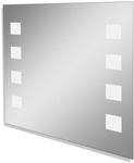 Contemporary square bathroom mirror with decoratively illuminated opaque panels