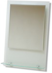 Bathroom Bevelled Mirror on Frosted Backing with glass shelf