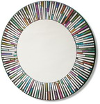 Large 50cm Dia Round Rainbow Tiles Mirror in a mosaic style