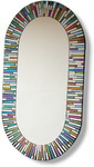 Large Oval Rainbow Mosaic Tiles Mirror H75 x W40cm