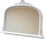 All time classic ornate white carved overmantle with bevelled glass