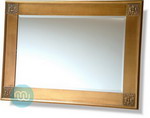Spectacular broad gold frame with decorative corner embellishments, bevelled mirror. Available in many sizes and Silver