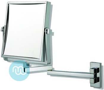 Chrome wall mirror 3x magnification, Mirror 20cm square. Backplate 8.5cm. Extends to 29cm