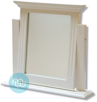 Solid timber dressing table mirror with adjustable tilt, white finish
