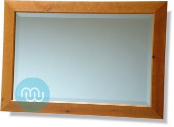 Wide flat antiqued pine frame, bevelled mirror. Available in many sizes.