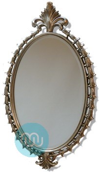 Antique Decorative Oval Silver Frame with bevelled Mirror