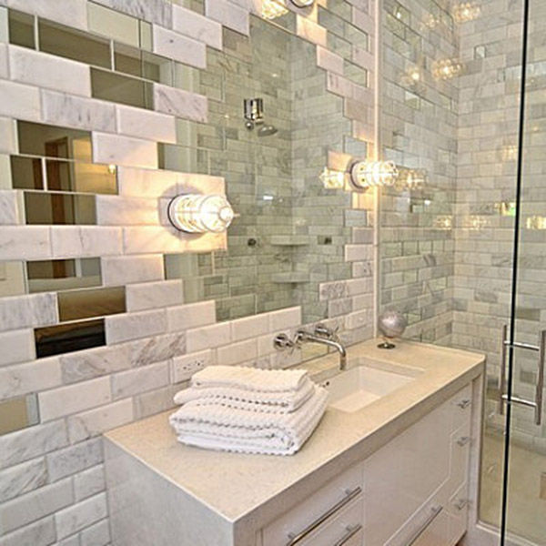 Mirrored Tiles Polished Edges Bathroom