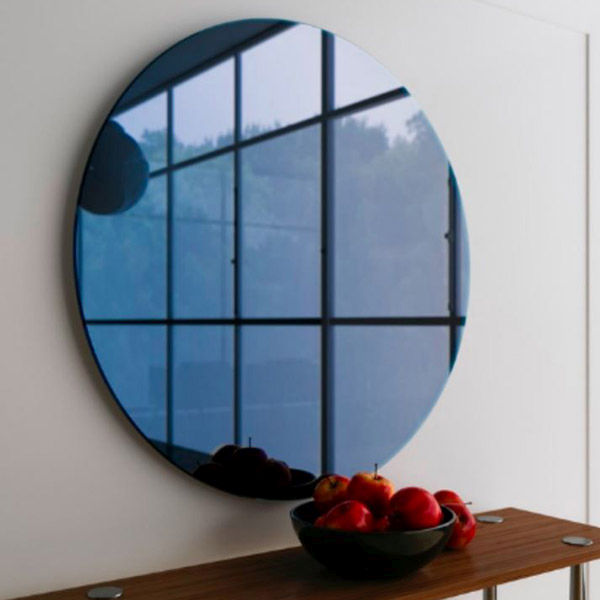 Blue Tinted Circular Mirror