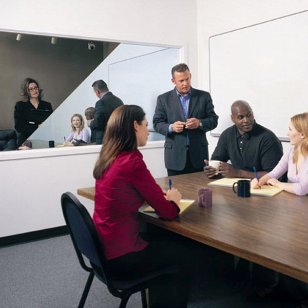 Two way mirror therapy observation studio Stock Photo - Alamy