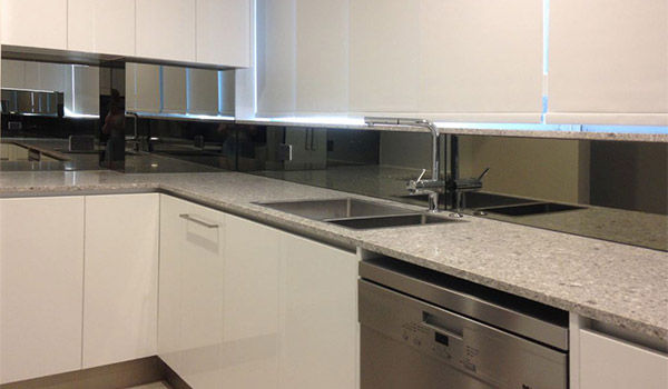 Grey Tinted Mirror in Kitchen