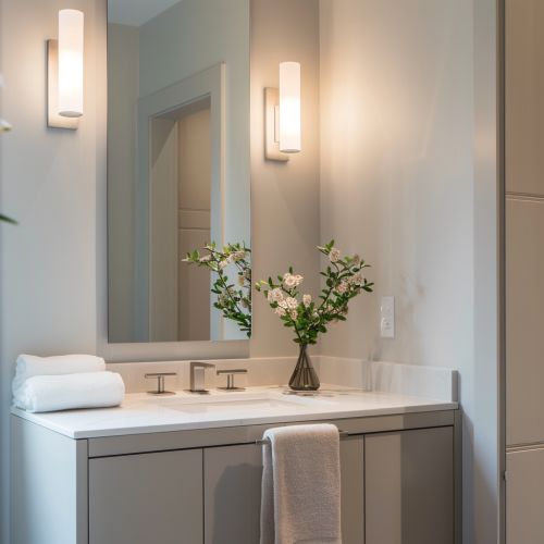 Modern Bathroom with Plain Mirror