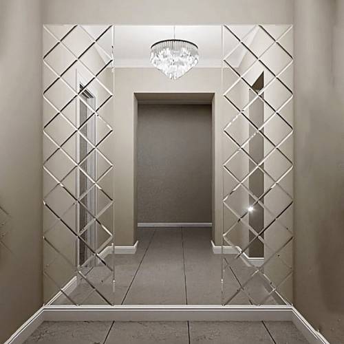 Decorative diamond mirror wall panels diamond mirror wall panels used as a decorative feature in a home interior
