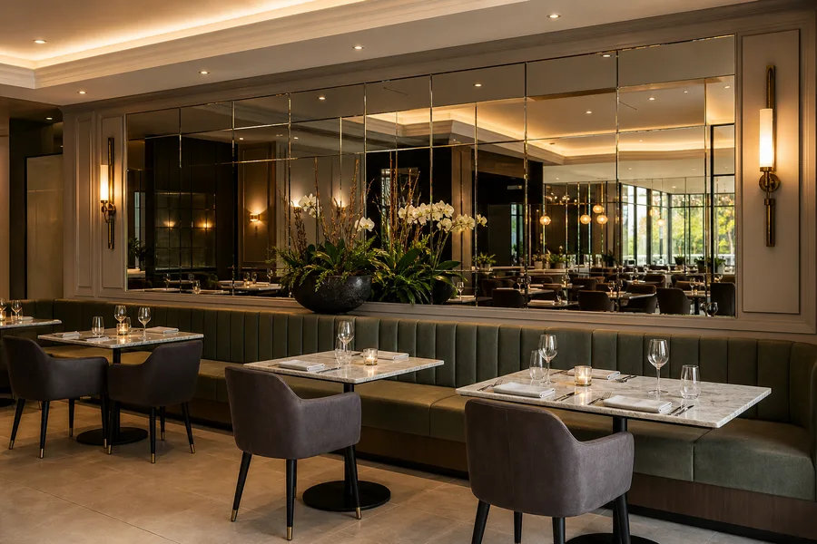 Mirror panels used in a commercial fit-out project