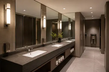 Made-to-measure mirrors installed in a hotel bathroom