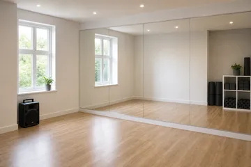 Small private dance studio with wall mirrors