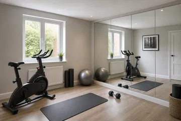 Mirror fitted in a home fitness room
