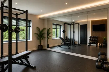 Premium home gym with large mirror wall