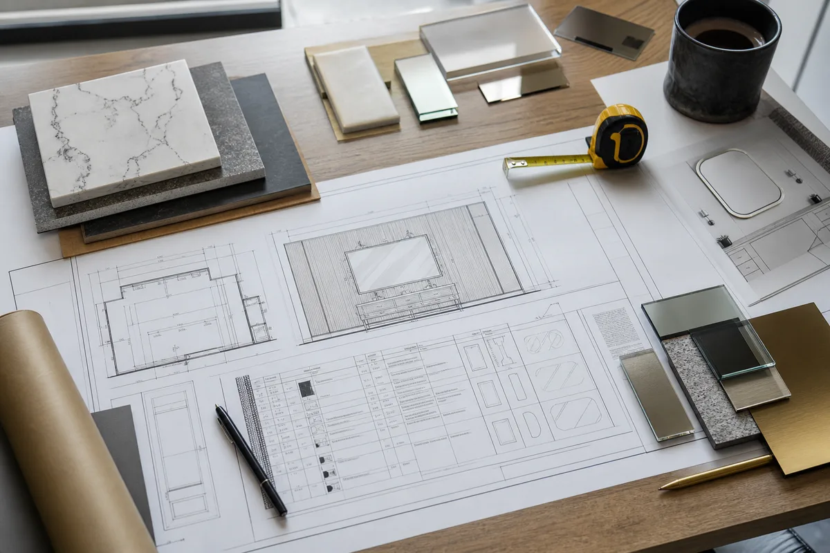 Project drawings and mirror schedule for a development mirror package