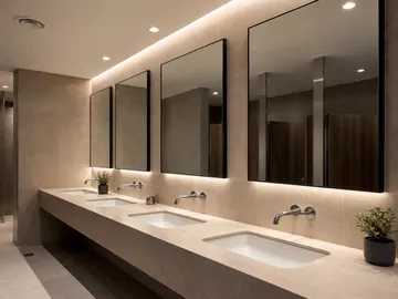 Commercial washroom mirrors supplied for a fit-out project