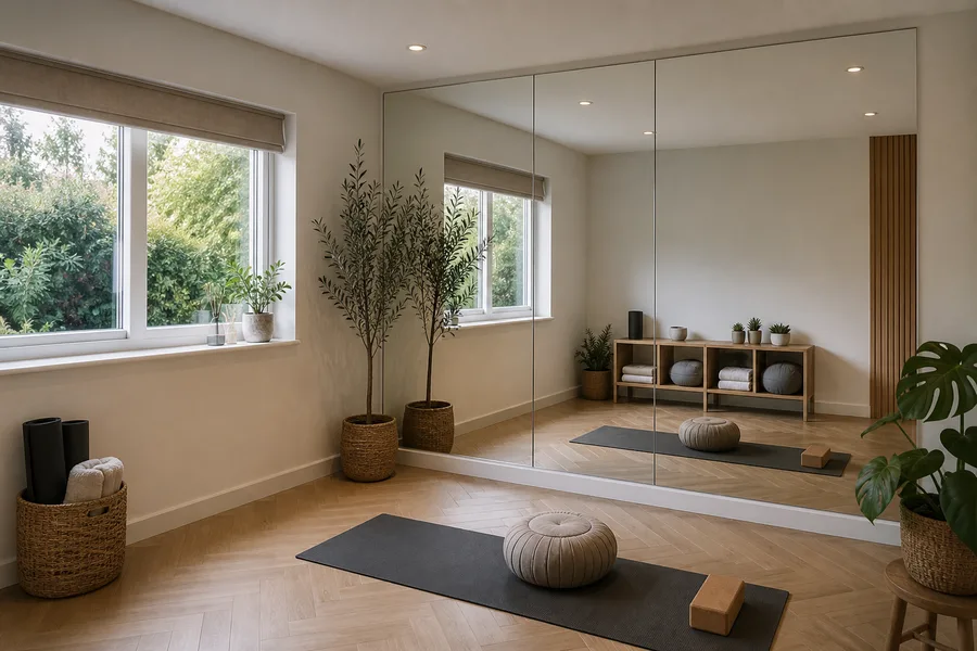 Large mirror fitted in a private wellness room