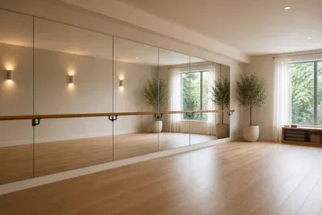 Mirror wall in a barre and movement studio