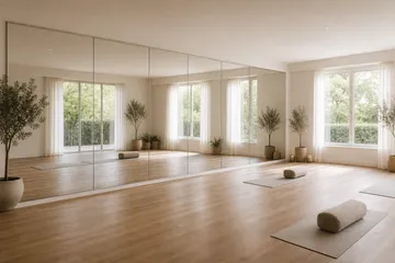 Mirrors installed in a movement studio