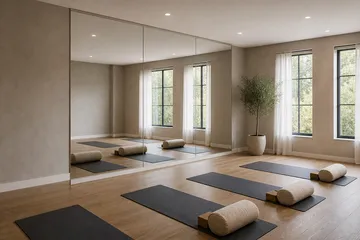 Wall mirror fitted in a yoga room